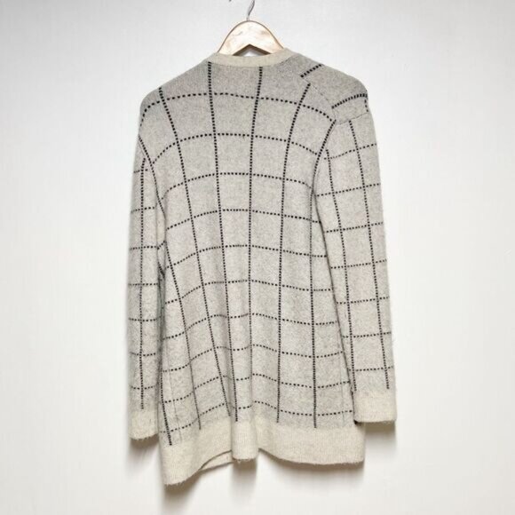 Madewell Ryder Open Cardigan Sweater in Birds Eye Windowpane Alpaca Blend Sz M - Picture 4 of 6